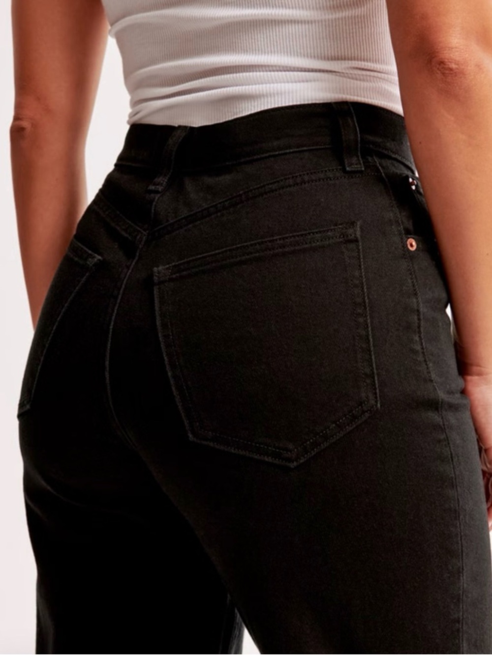 Abercrombie & Fitch Curve Love Ultra High Rise 90s Straight Jean Black - Picture 7 of 13